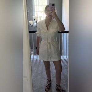 NWOT JCrew Romper with Embellished same color 3D Flower Patterning, Sz 0